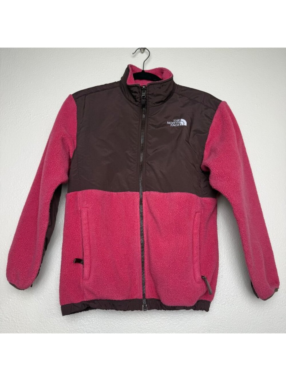The North Face Girls Pink & Brown Polartec Fleece Jacket Full Zip Size L